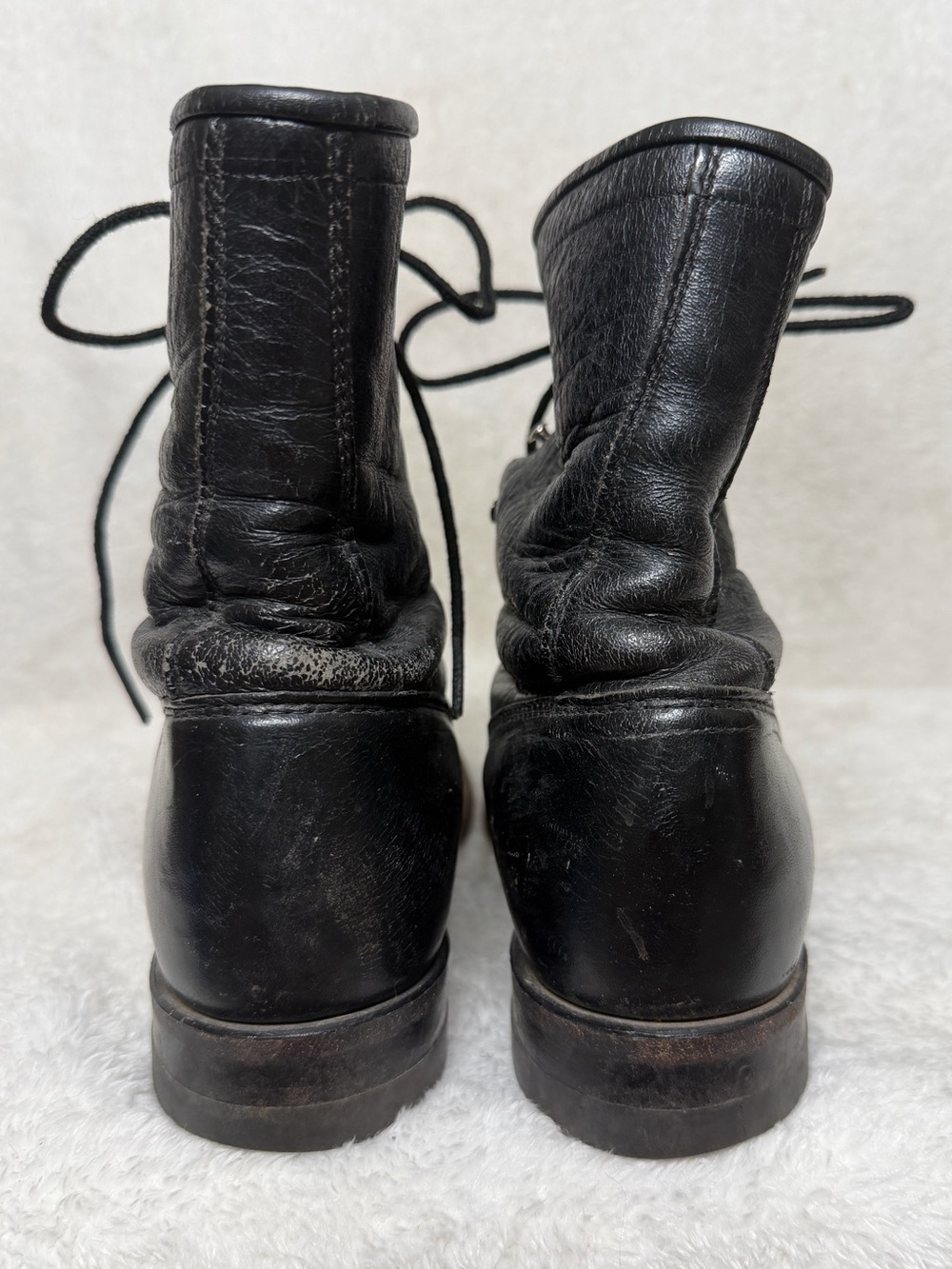 Vintage Justin black leather lace-up roper boots size 7.5 - Picture 6 of 13